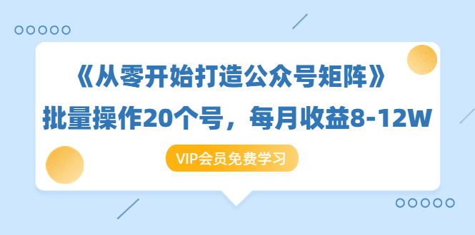 《从零开始打造公众号矩阵》批量操作20个号，每月收益大概8-12W（44节课）-阿俊淘金
