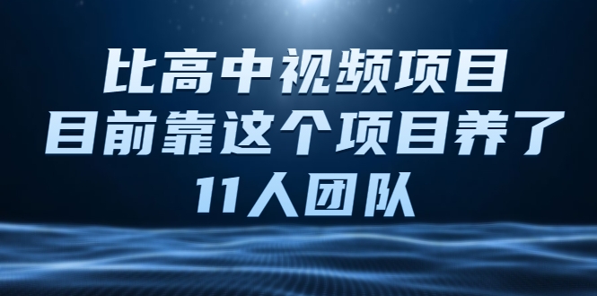 比高中视频项目,目前靠这个项目养了11人团队【视频课程】-第一资源库