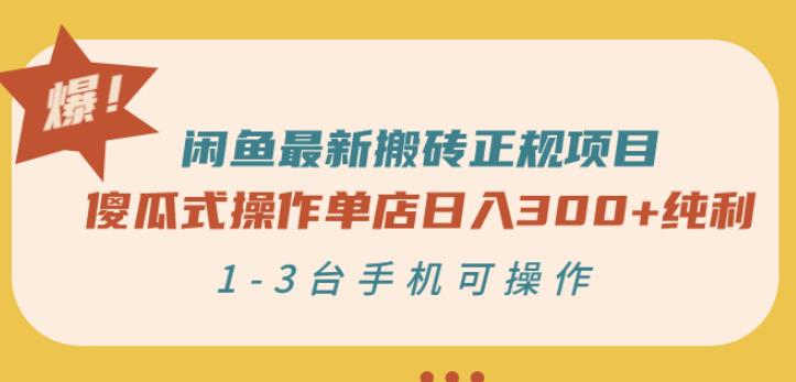 闲鱼最新搬砖正规项目：傻瓜式操作单店日入300+纯利，1-3台手机可操作-阿俊淘金