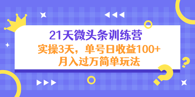 21天微头条训练营,实操3天,单号日收益100+月入过万简单玩法-第一资源库
