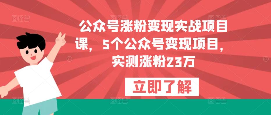 公众号涨粉变现实战项目课,5个公众号变现项目,实测涨粉23万-第一资源库