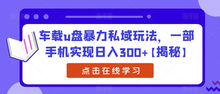 车载u盘暴力私域玩法,一部手机实现日入300+【揭秘】-第一资源库