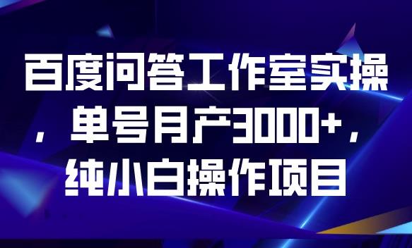 百度问答工作室实操，单号月产3000+，纯小白操作项目【揭秘】-阿俊淘金