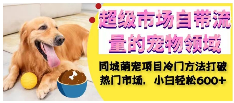 超级市场自带流量的宠物领域，同城萌宠项目冷门方法打破热门市场，小白轻松600+-阿俊淘金