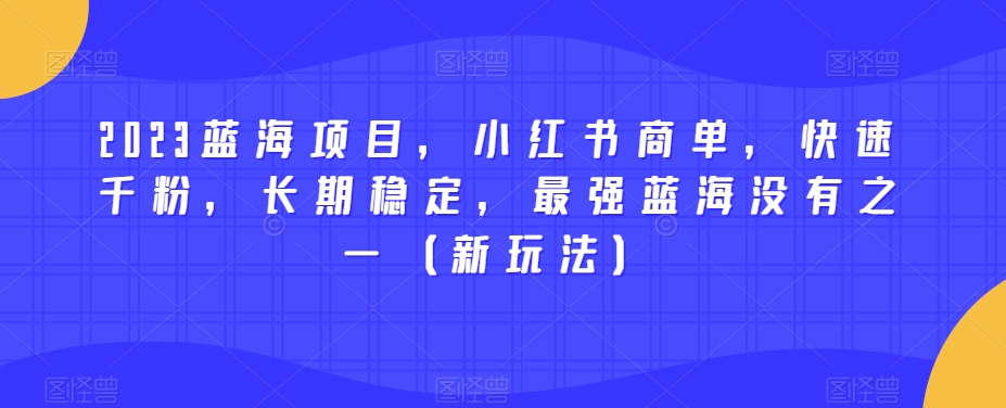 2023蓝海项目，小红书商单，快速千粉，长期稳定，最强蓝海没有之一（新玩法）-阿俊淘金