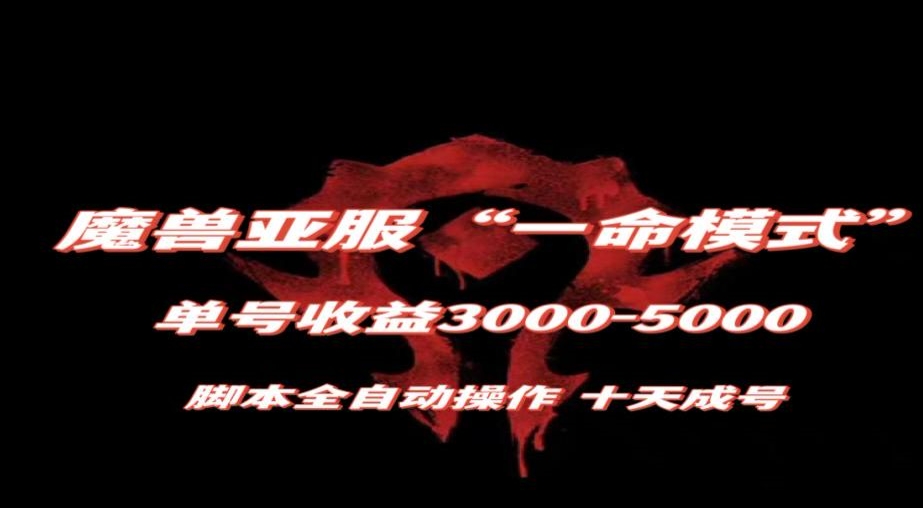 魔兽亚服一命模式,10天成号-单号3千-5千,脚本全自动操作,保姆级教学【揭秘】-阿俊淘金