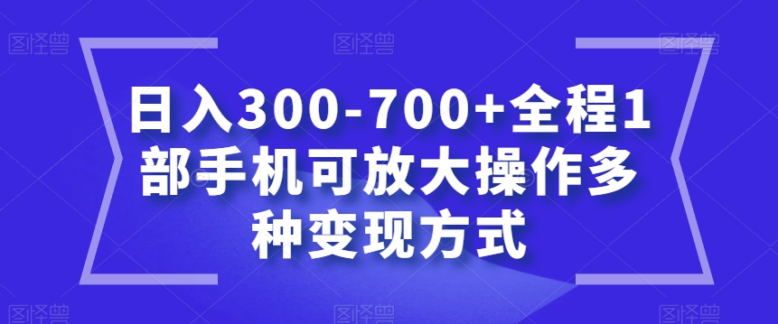 日入300-700+全程1部手机可放大操作多种变现方式【揭秘】-阿俊淘金
