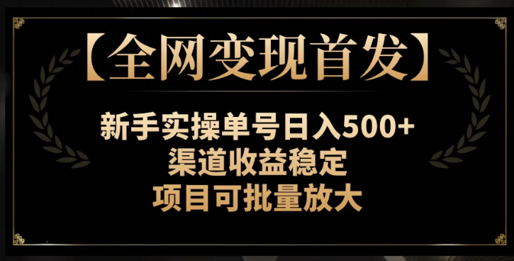 【全网变现首发】新手实操单号日入500+，渠道收益稳定，项目可批量放大【揭秘】-阿俊淘金