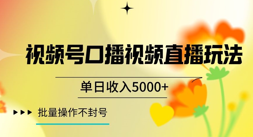 视频号囗播视频直播玩法，单日收入5000+，批量操作不封号【揭秘】-阿俊淘金