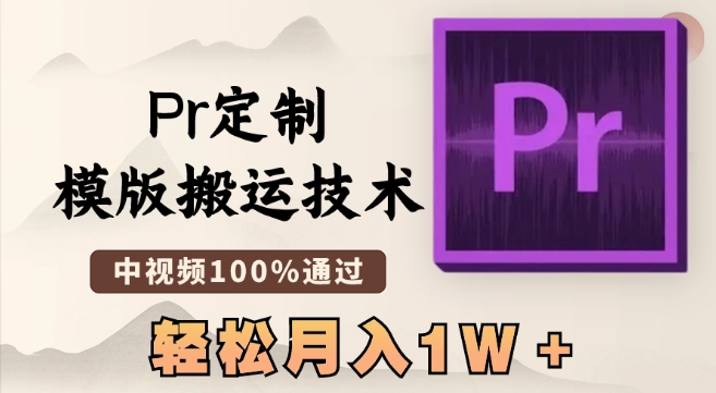 最新Pr定制模版搬运技术，中视频100%通过，几分钟一条视频，轻松月入1W＋【揭秘】-阿俊淘金
