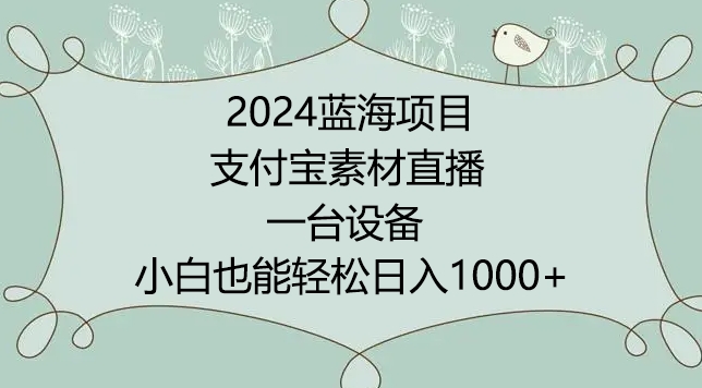 2024年蓝海项目,支付宝素材直播,无需出境,小白也能日入1000+ ,实操教程【揭秘】-第一资源库