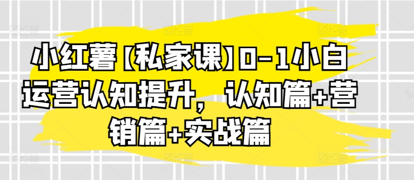 小红薯【私家课】0-1小白运营认知提升，认知篇+营销篇+实战篇-阿俊淘金