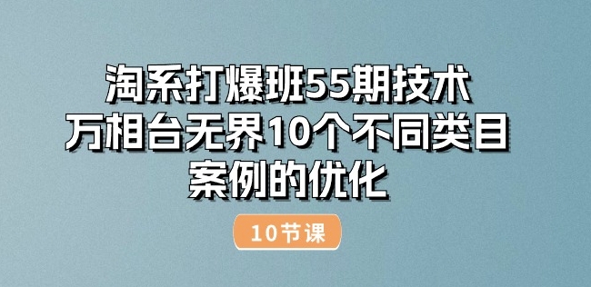 淘系打爆班55期技术：万相台无界10个不同类目案例的优化(10节)-第一资源库