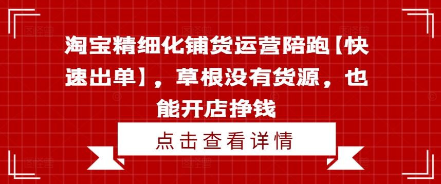 淘宝精细化铺货运营陪跑【快速出单】,草根没有货源,也能开店挣钱-阿俊淘金