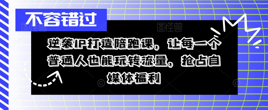 逆袭IP打造陪跑课,让每一个普通人也能玩转流量,抢占自媒体福利-第一资源库