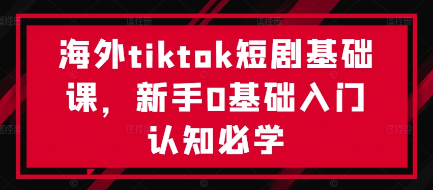 海外tiktok短剧基础课,新手0基础入门认知必学-阿俊淘金