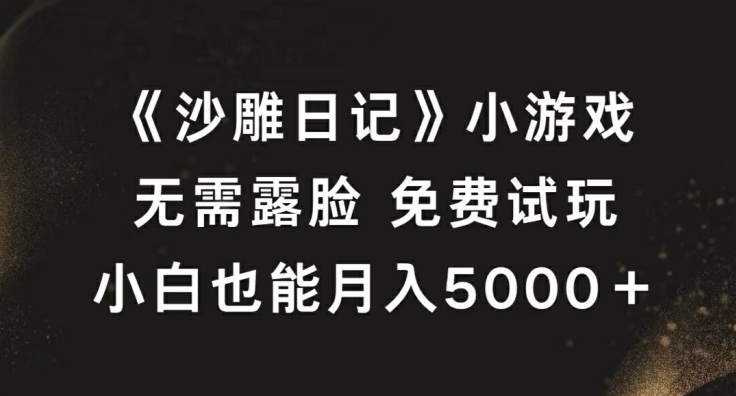 《沙雕日记》小游戏,无需露脸免费试玩,小白也能月入5000+【揭秘】-第一资源库