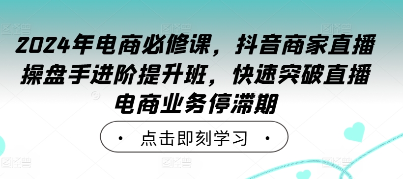 2024年电商必修课，抖音商家直播操盘手进阶提升班，快速突破直播电商业务停滞期-阿俊淘金