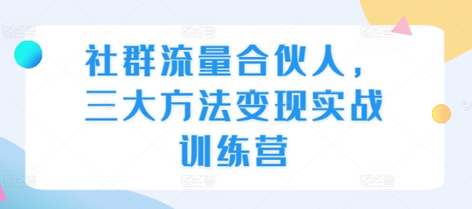 社群流量合伙人,三大方法变现实战训练营-阿俊淘金