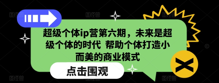 超级个体ip营第六期，未来是超级个体的时代  帮助个体打造小而美的商业模式-阿俊淘金