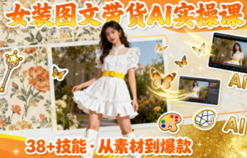 女装图文带货的AI实操课，覆盖38个实用技能，快速提升素材制作效率-第一资源库