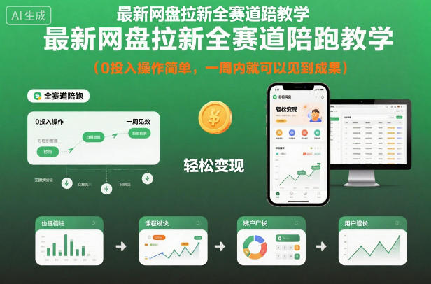 最新网盘拉新全赛道陪跑教学，0投入操作简单，一周内就可以见到成果-阿俊淘金