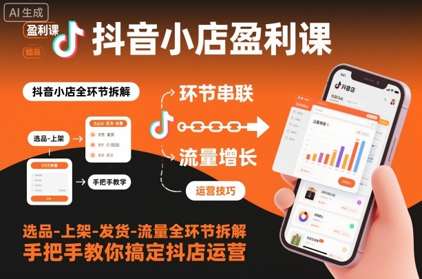 抖音小店盈利课-选品-上架-发货-流量全环节拆解，手把手教你搞定抖店运营-第一资源库