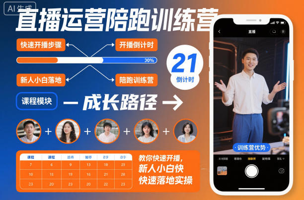 直播运营陪跑训练营，教你快速开播，新人小白快速落地实操-阿俊淘金