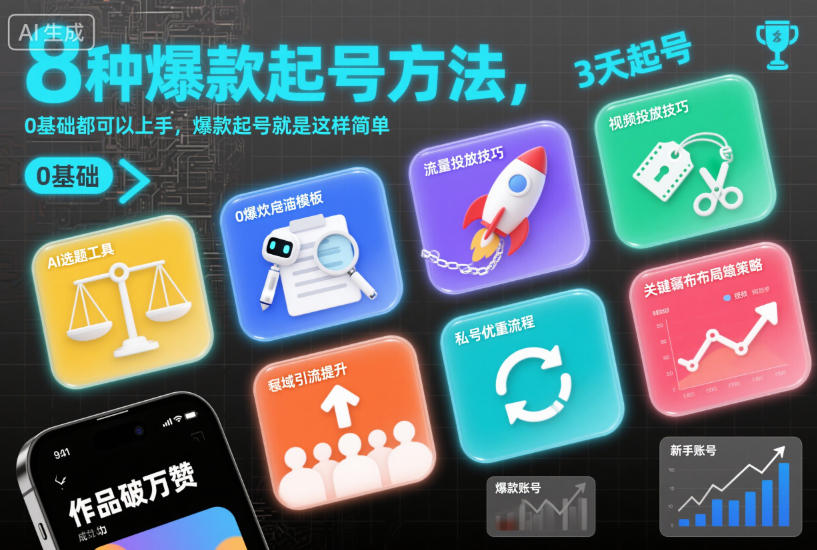 8种爆款起号方法，0基础都可以上手，爆款起号就是这样简单-第一资源库