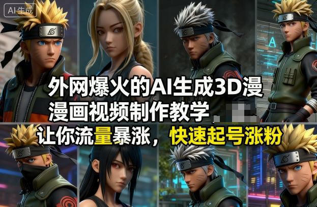 外网爆火的AI生成3D漫画视频制作教学，让你流量暴涨，快速起号涨粉！-阿俊淘金