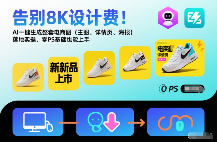 告别8K设计费！AI一键生成整套电商图（主图、详情页、海报）落地实操，零PS基础也能上手-阿俊淘金