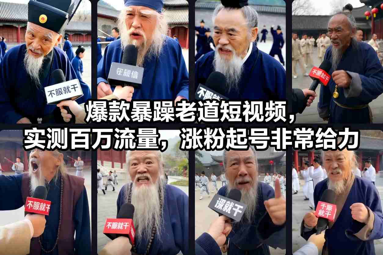 爆款暴躁老道短视频，实测百万流量，涨粉起号非常给力-第一资源库