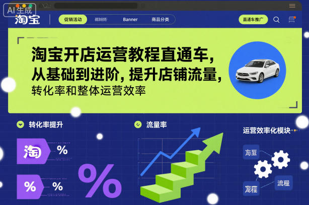 淘宝开店运营教程直通车，从基础到进阶，提升店铺流量，转化率和整体运营效率（更新26年1月）-第一资源库