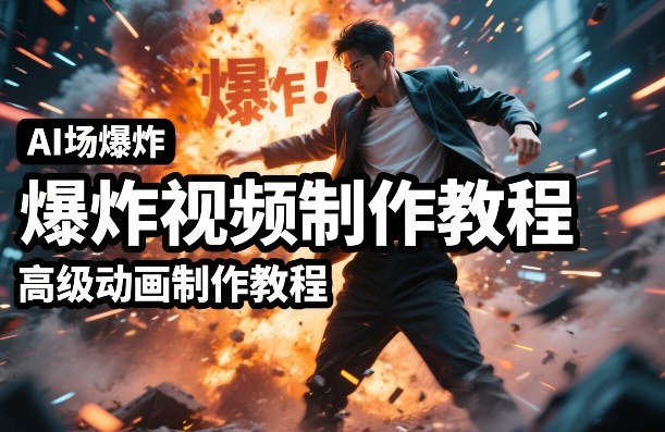 AI场景爆炸视频制作教程，利用人物实拍视频制作出高级的动画特效-第一资源库