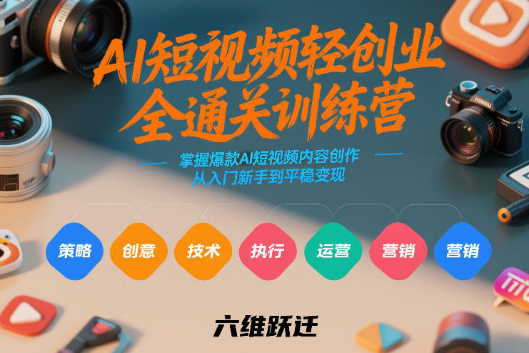 AI短视频轻创业全通关训练营，掌握爆款AI短视频内容创作，从入门新手到平稳变现的六维跃迁-第一资源库