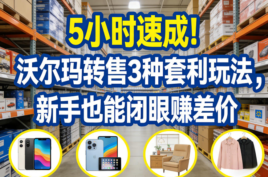 5小时速成！沃尔玛转售3种套利玩法，新手也能闭眼賺差价-阿俊淘金