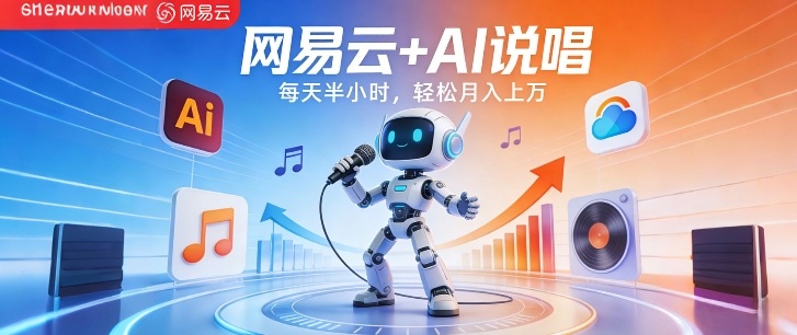 网易云+AI说唱，每天半小时，AI内容创作+流量变现，轻松月入1W-阿俊淘金