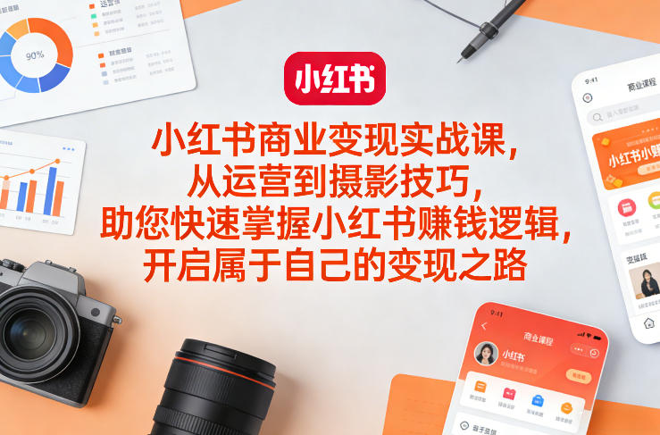 小红书商业变现实战课，从运营到摄影技巧，助您快速掌握小红书賺钱逻辑，开启属于自己的变现之路-阿俊淘金