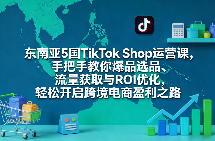 东南亚5国TikTok Shop运营课，手把手教你爆品选品、流量获取与ROI优化，轻松开启跨境电商盈利之路-阿俊淘金