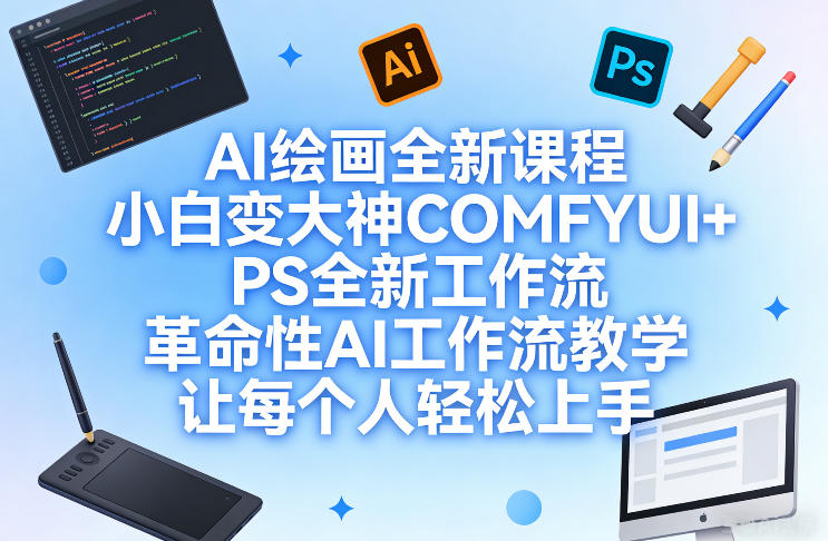 AI绘画全新课程，小白变大神COMFYUI+PS全新工作流，革命性AI工作流教学，让每个人轻松上手-阿俊淘金