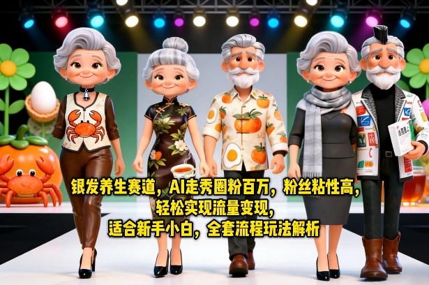 银发养生赛道，AI走秀圈粉百万，粉丝粘性高，轻松实现流量变现，适合新手小白，全套流程玩法解析-阿俊淘金