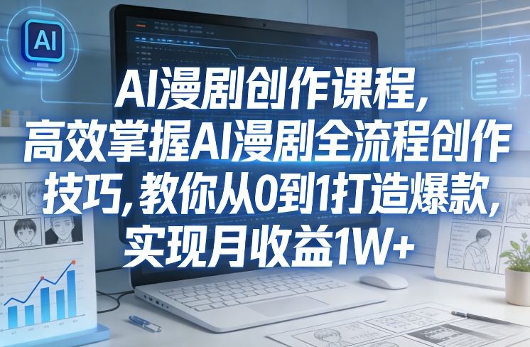某社群AI漫剧创作课程，高效掌握AI漫剧全流程创作技巧，教你从0到1打造爆款，实现月收益1W+-阿俊淘金