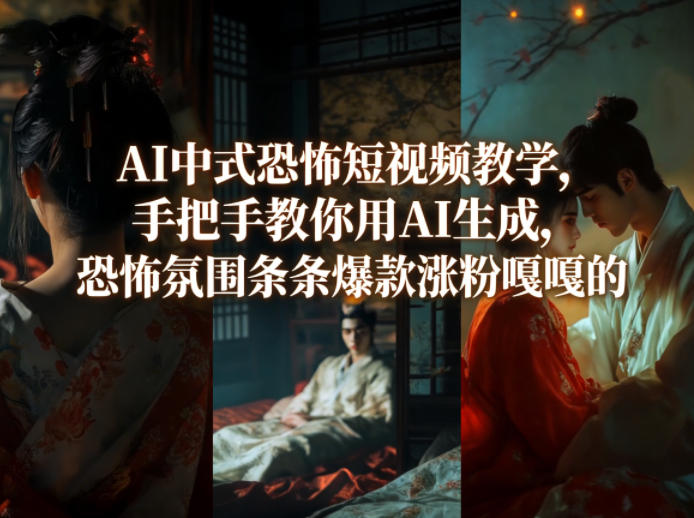 AI中式恐怖短视频教学，手把手教你用AI生成，恐怖氛围条条爆款涨粉嘎嘎的-阿俊淘金