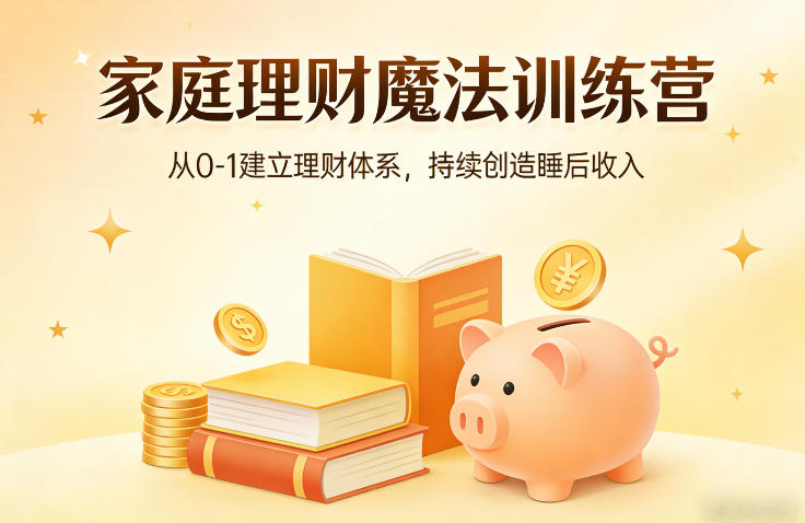 家庭理财魔法训练营，从0-1建立理财体系，持续创造睡后收入-阿俊淘金