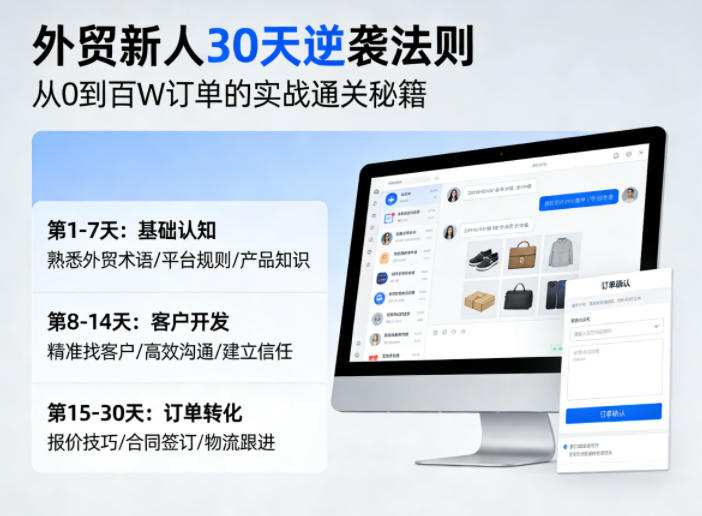 外贸新人30天逆袭法则，教你从0到百W订单的实战通关秘籍-阿俊淘金