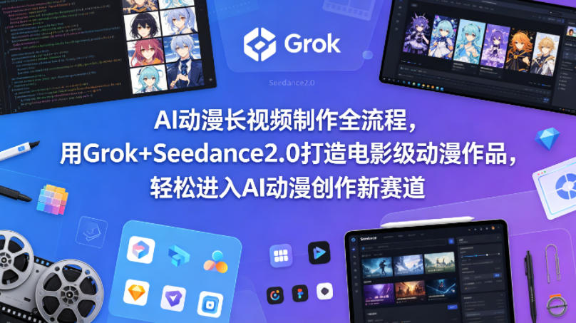 AI动漫长视频制作全流程，用Grok+Seedance2.0打造电影级动漫作品，轻松进入AI动漫创作新赛道-阿俊淘金
