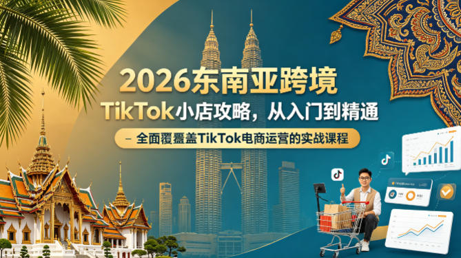 2026东南亚跨境TikTok小店攻略，从入门到精通、全面覆盖TikTok电商运营的实战课程（更新4月）-阿俊淘金