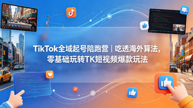 TikTok全域起号陪跑营｜吃透海外算法，零基础玩转TK短视频爆款玩法-阿俊淘金