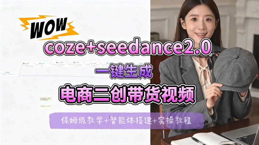 【Coze工作流搭建实操教程】seedance2.0+coze一键生成电商二创带货视频，全流程保姆级教学-阿俊淘金