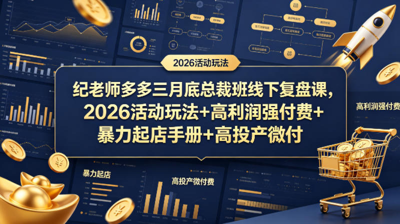 纪老师多多三月底总裁班线下复盘课，2026活动玩法+高利润强付费+暴力起店手册+高投产微付费-阿俊淘金
